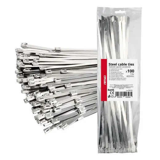 Stainless steel metal clamps 7.9x400mm 100 pcs. AMIO-04326