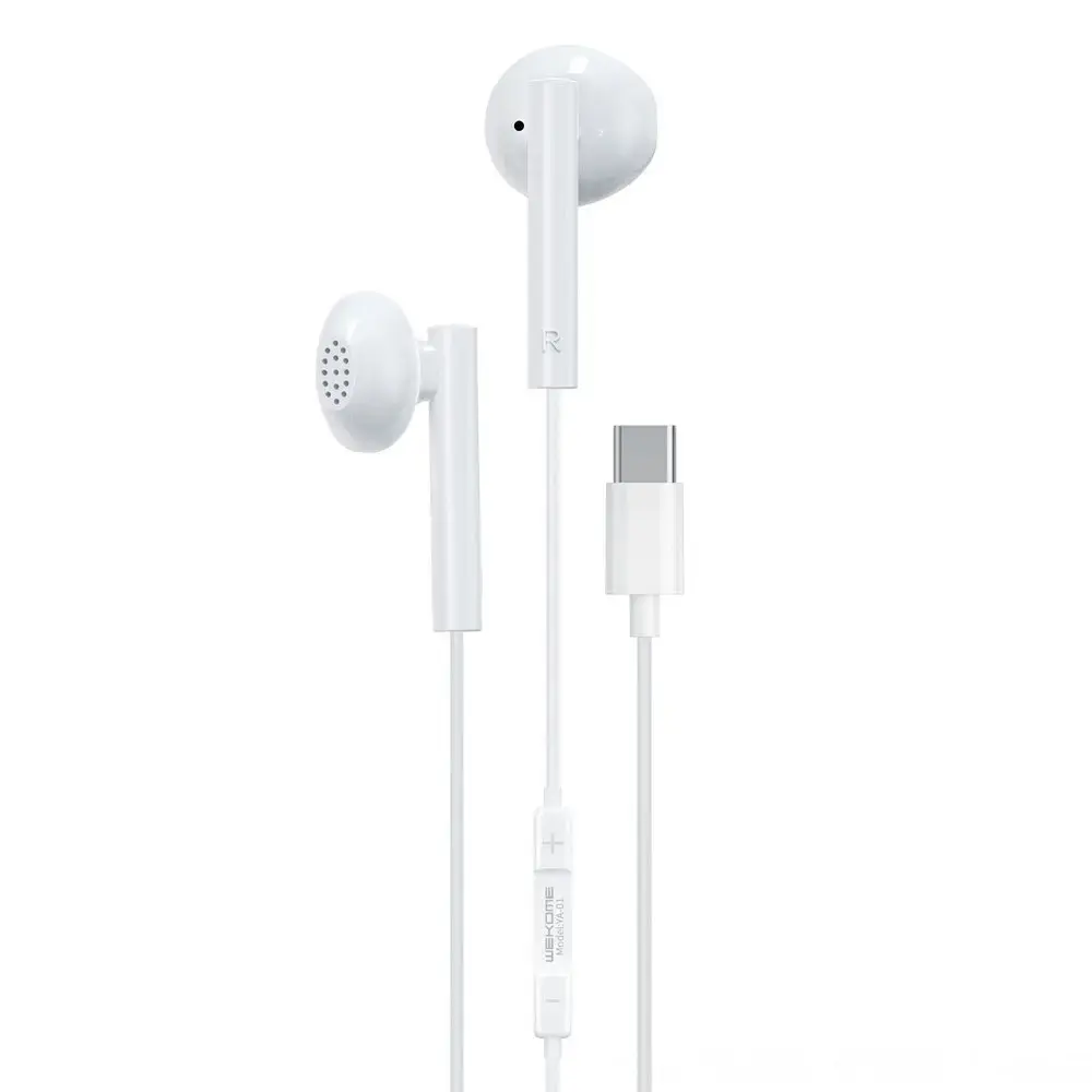 WK Design wired USB Type C earphones white (YA01 TypeC white)