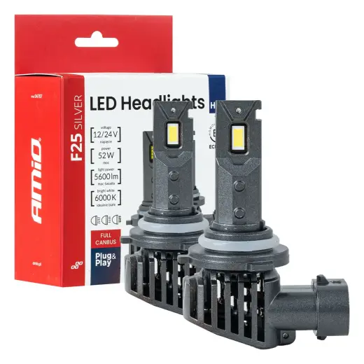 LED Headlights Serie F25 SILVER FULL CANBUS HB4 9006 52W 12V 24V AMIO-04707