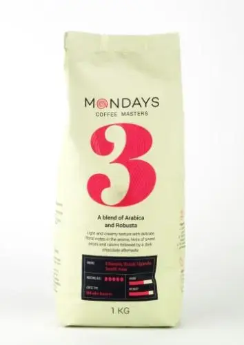 Kafijas pupiņas MONDAYS Nr.3, Arabica un Robusta, 1 kg