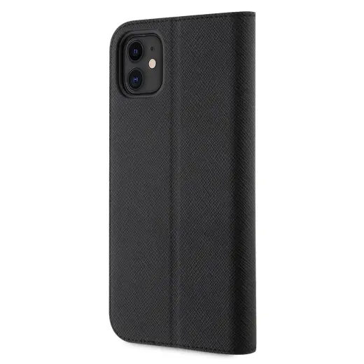 Karl Lagerfeld PU Saffiano Karl and Choupette NFT Book Case for iPhone 11 Black