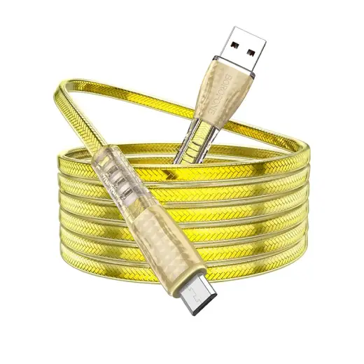 Borofone BU31 Clear Shadow Jelly data transfer and charging cable | USB-A to Micro USB | 12W | 1m | gold