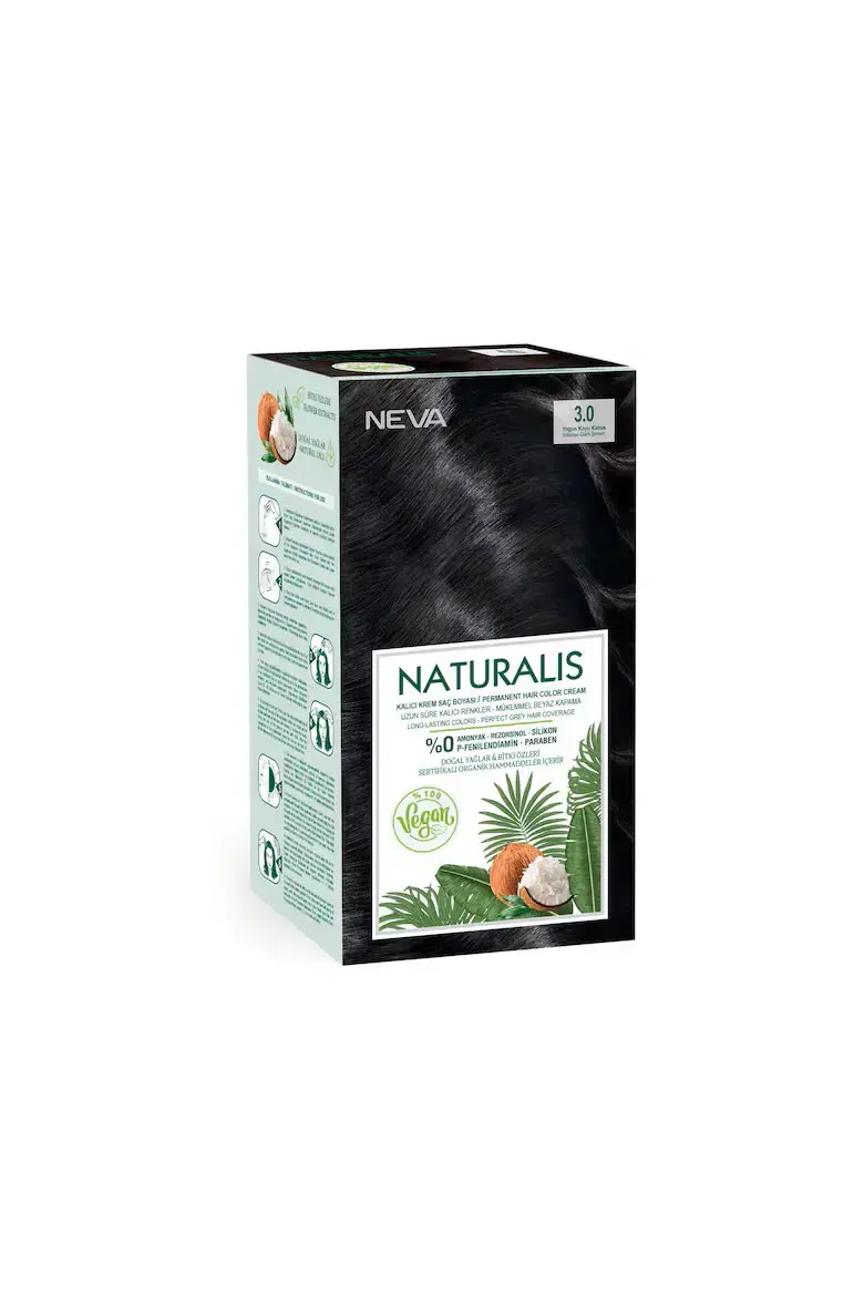 Neva, Naturalis, Permanent Hair Dye, 3.0 Intense Dark Brown, 150 ml
