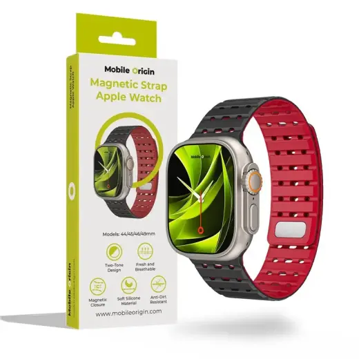 Mobile Origin Magnetic Strap, black/red - Apple Watch 49mm/46mm/45mm/44mm