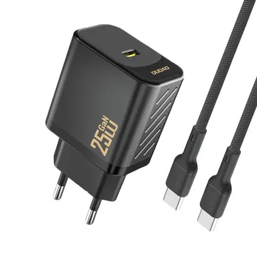 Dudao A27CEU reisilaadija | 25W | PD, GaN | USB-C | USB-C kuni USB-C kaabliga komplektis | must