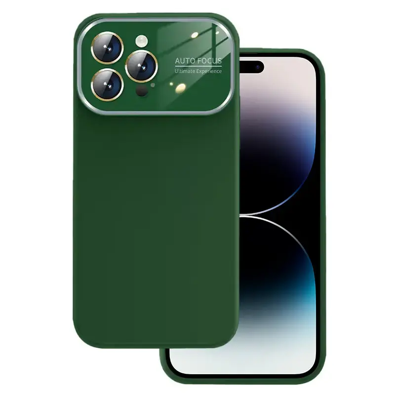 Soft Silicone Lens Case for Iphone 14 green