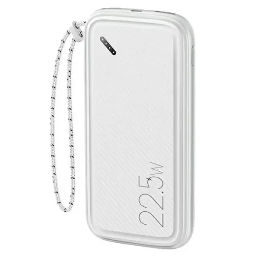 USAMS PB56 ārējais akumulators (powerbank) | 10000 mAh | 22.5W | USB-A, USB-C, Micro USB | balts