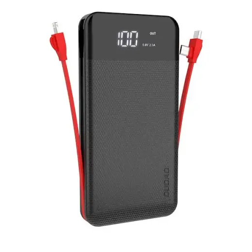Dudao 2x USB power bank 10000mAh 2A built-in cable 3in1 Lightning | USB Type C | micro USB 3A black (K1A black)