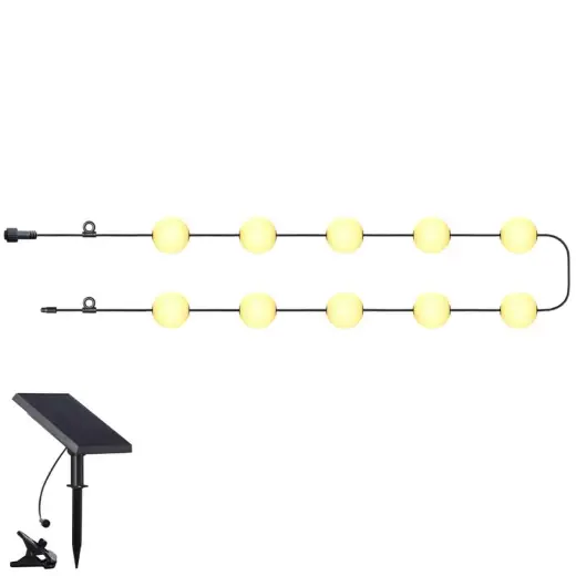 Decor. light string solar, 1Wx10, with timer, 7.74m long