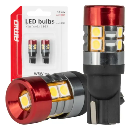 LED bulbs CANBUS T10 W5W 9 SMD 3030 White 12V 24V AMIO-04242