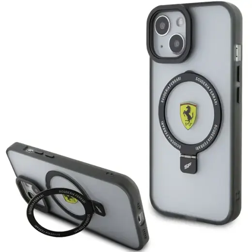 Ferrari FEHMP15SUSCAK iPhone 15 | 14 | 13 6.1" czarny|black hardcase Ring Stand 2023 Collection MagSafe