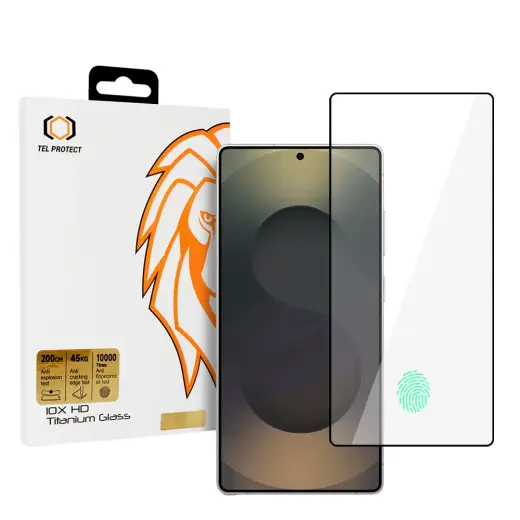 Tel Protect 10X HD Titanium aizsargstikls telefona ekrānam Galaxy S25 Ultra (saderīgs ar pirksta nospieduma sensoru)