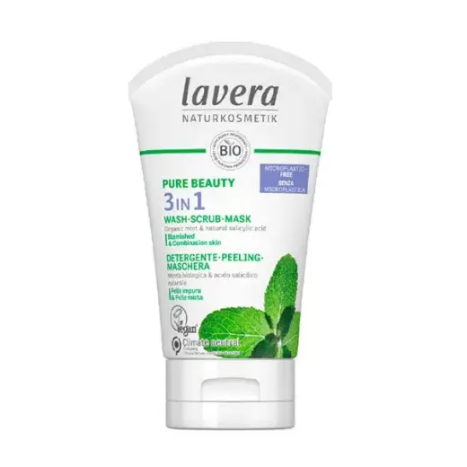 Lavera 265777 4 Oz Pure Beauty 3-in-1 Wash, Scrub & Mask for Blemished & Combination Skin