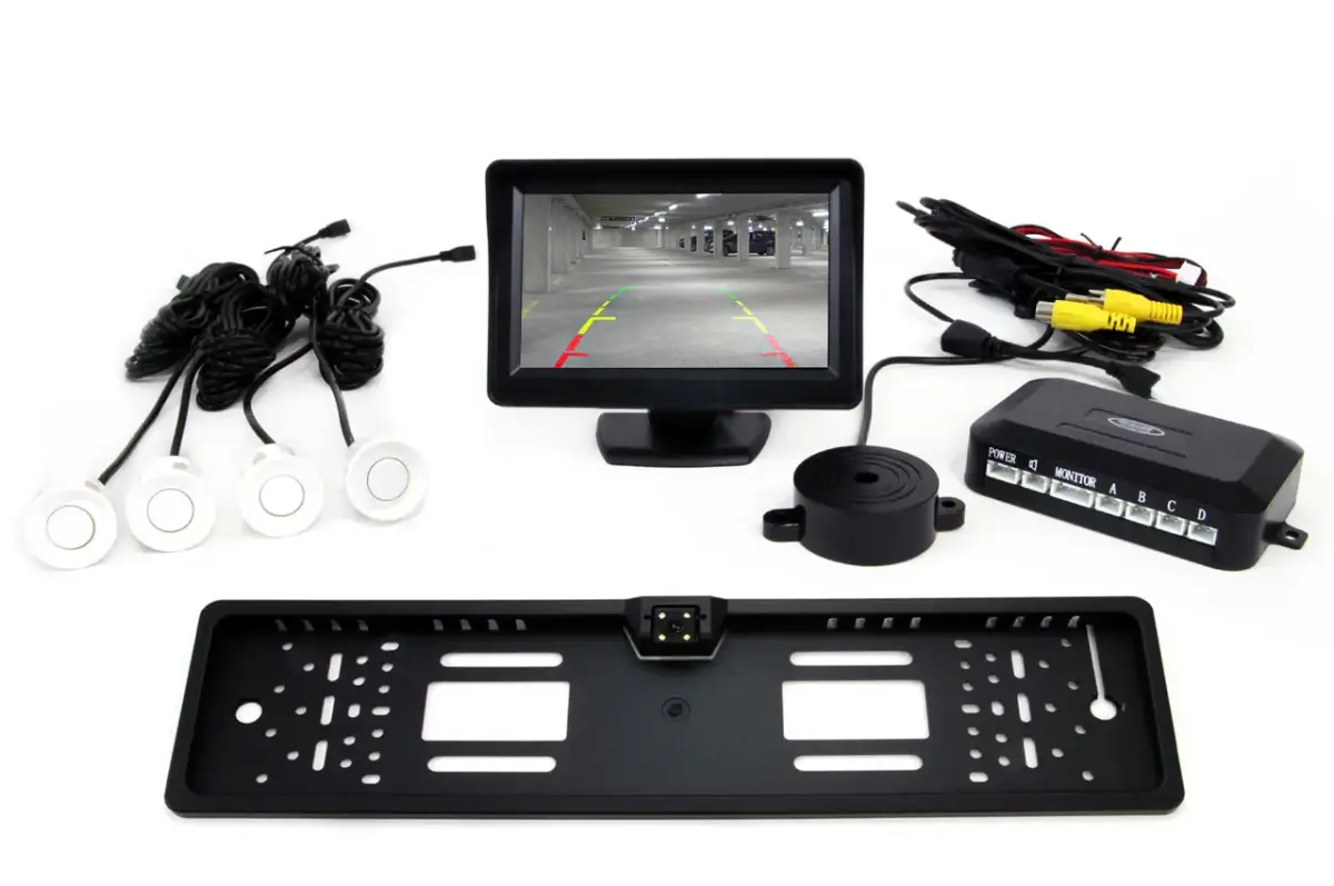 Parking assistant system TFT01 4,3" with CAM-402 LED 4 sensors white