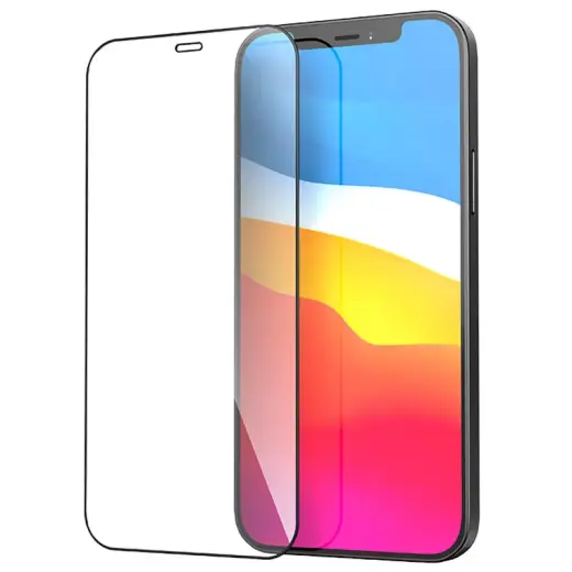 Tempered Glass 9D Aizsargstikls Pilnam Ekrānam Apple iPhone 12 | 12 Pro Melns