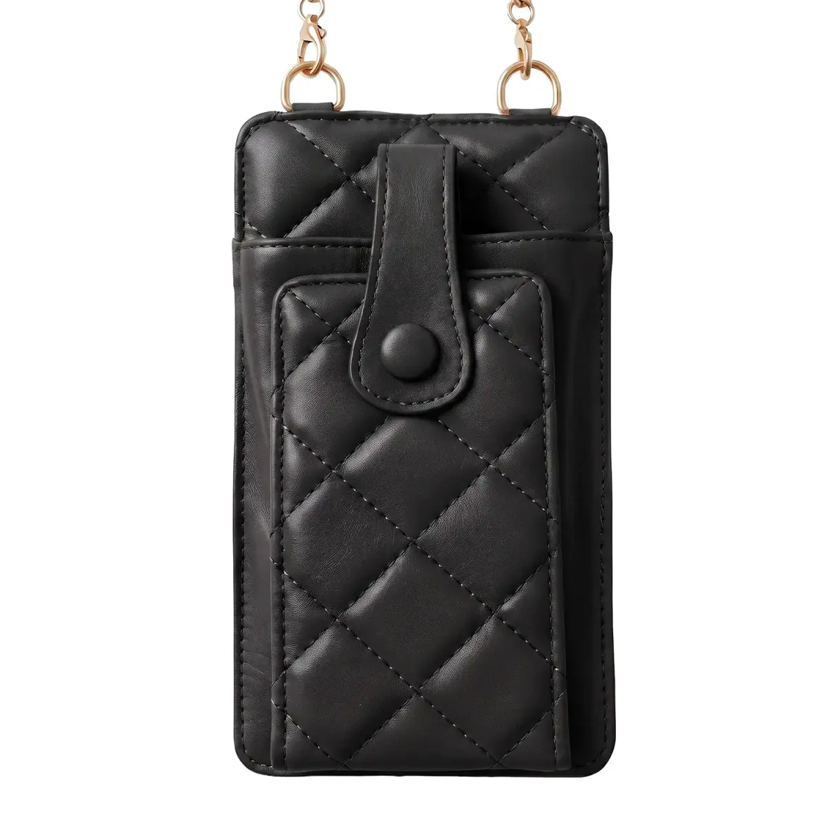 QUILTED PHONE BAG 19*10,5*2CM BLACK