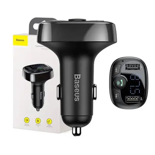 Baseus FM-saatja T-tüüpi Bluetooth 2xUSB microSD (must)