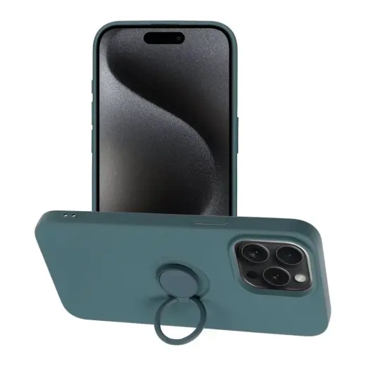 Silicone telefono dėklas su stovu iPhone 15 Pro Max žalias