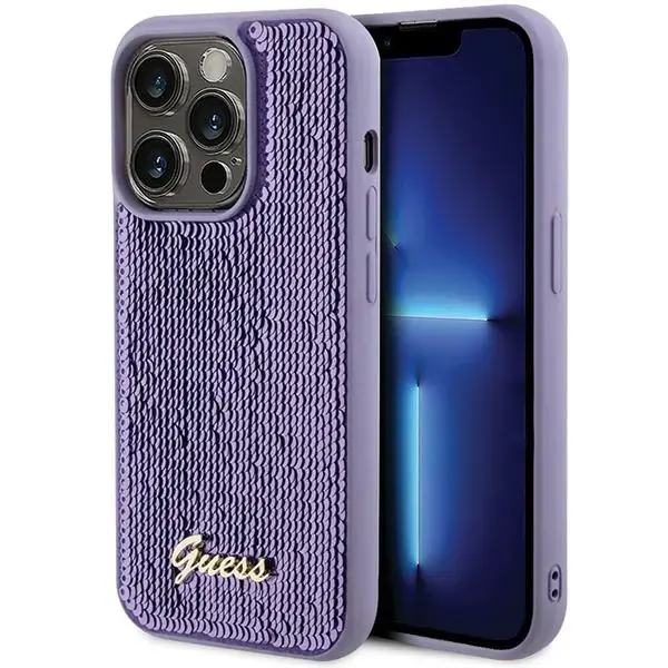 Guess GUHCP15LPSFDGSU iPhone 15 Pro 6.1" fioletowy|purple hardcase Sequin Script Metal