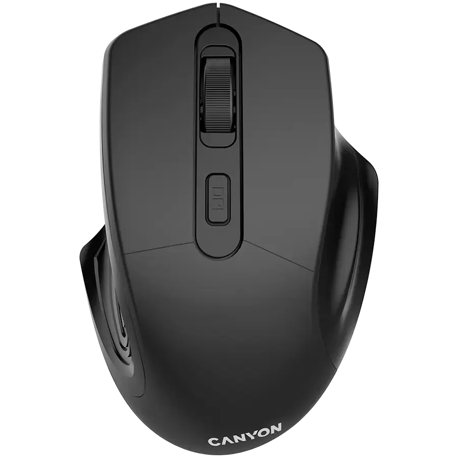 CANYON MW-15, 2.4GHz Wireless Optical Mouse with 4 buttons, DPI 800/1200/1600, Black, 115*77*38mm, 0.064kg