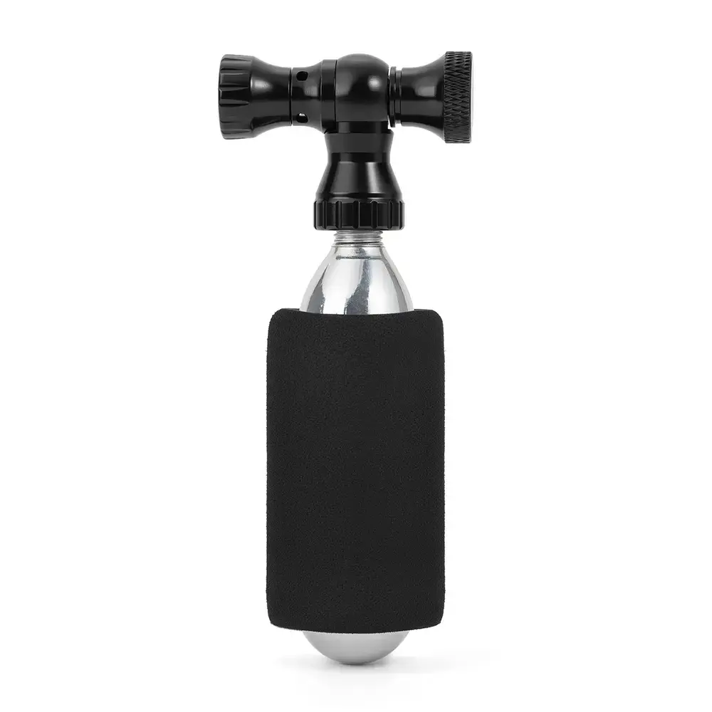 Rockbros CO₂ pump, aluminum alloy valve head, cartridge-free, Presta/Schrader compatible - black