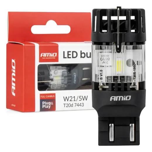 LED bulb LumiTec T20D 7443 W21/5W 12V FULL CANBUS white 1 pc AMIO-04687