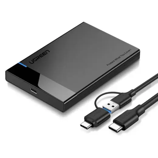 UGREEN US221 SATA External Drive Enclosure HDD 2,5", USB 3.0 + USB-C to USB-C 3.1 (black)