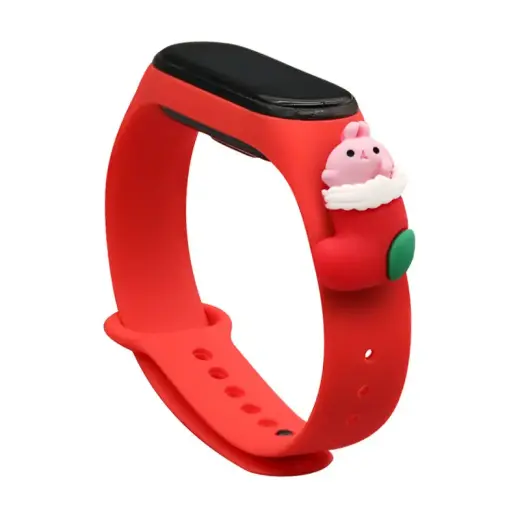 Xmas nutikella rihm Xiaomi Mi Band 3/4 jaoks | silikoonist | punane