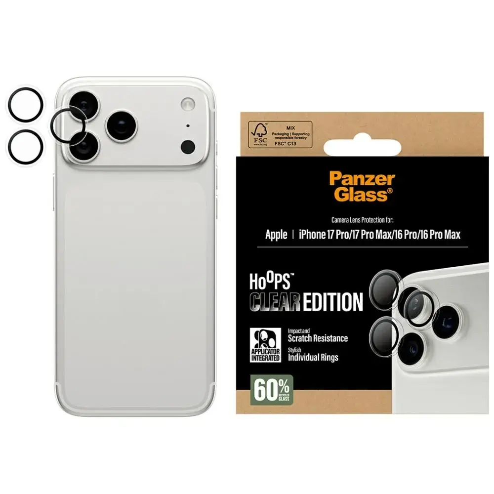 PanzerGlass Hoops Tempered Glass Lens Screen Protector for iPhone 17 Pro | 17 Pro Max | 16 Pro | 16
