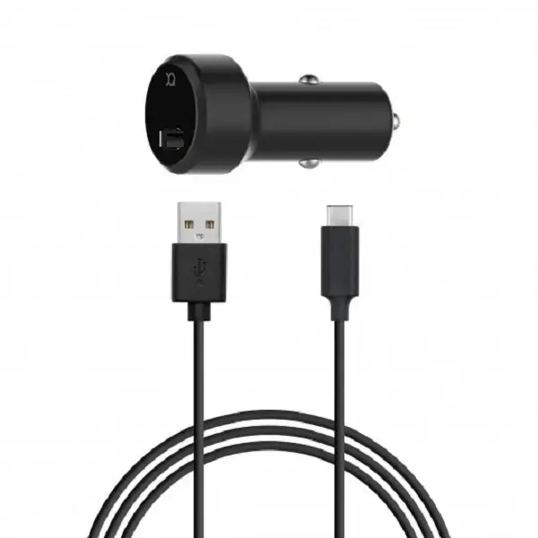 Ładowarka sam. Xqisit USB-USB-C 2,4A czarny|black 31528