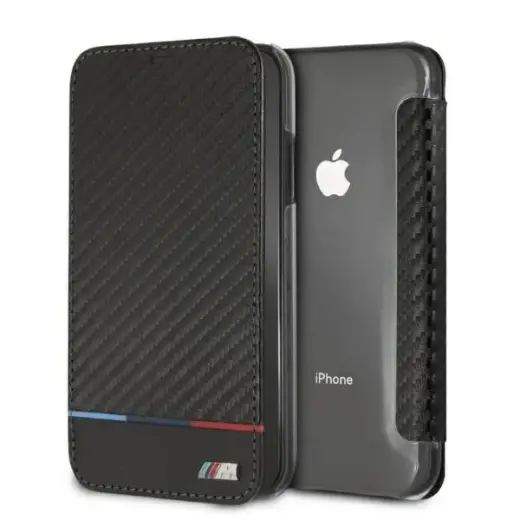 BMW BMTRBKI61PUCARTCBK iPhone Xr book czarny|black Carbon Tricolor Stripe