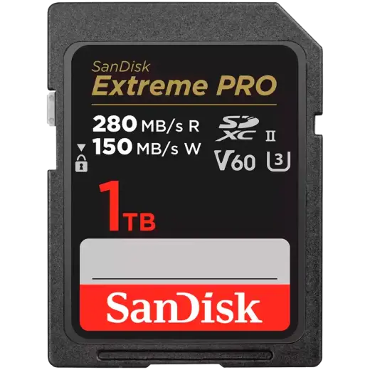 SANDISK Extreme PRO 1TB V60 UHS-II SD cards, 280/150MB/s,V60,C10,UHS-II