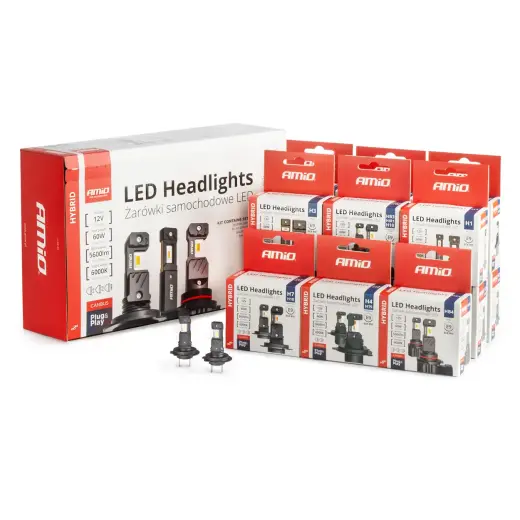 LED Headlights Hybrid series H1 H3 H4 H7 HB3 HB4 6000K Canbus 16 sets AMIO-04120