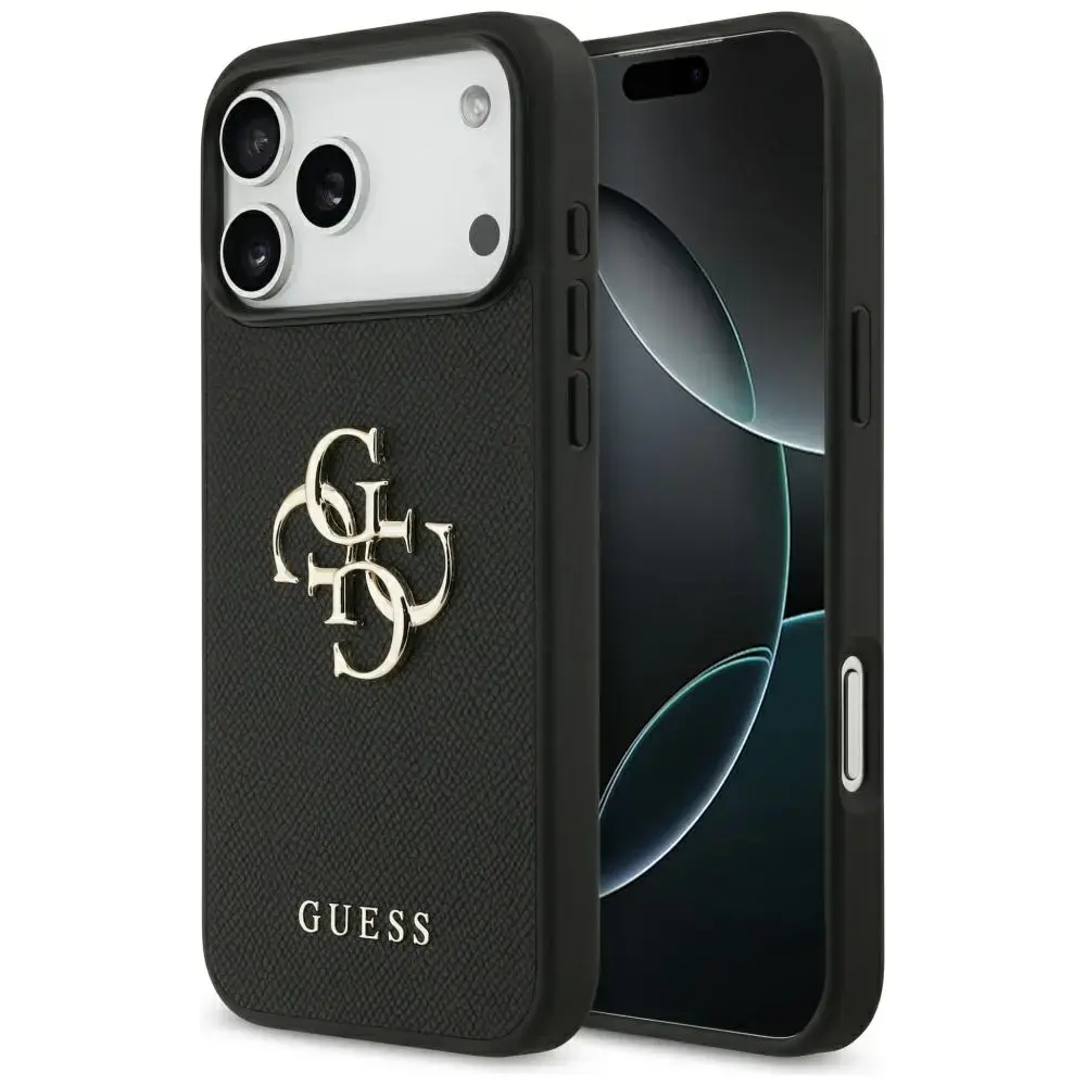 Etui Guess Grained Big 4G & Classic Logo  do iPhone 17 Pro Max czarny