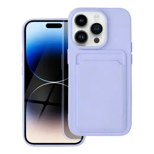 Card knyginio tipo telefono dėklas iPhone 14 Pro violetinis