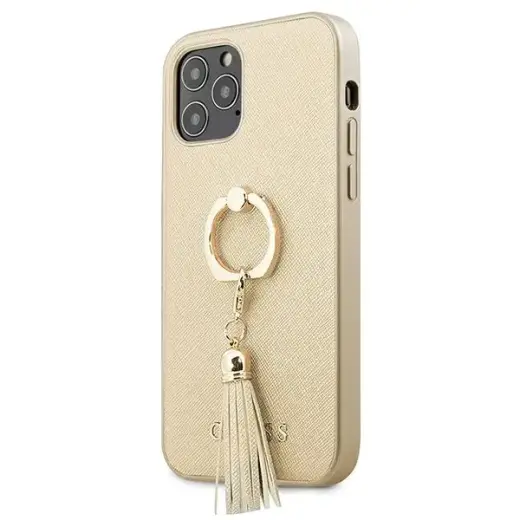 Guess GUHCP12LRSSABE iPhone 12 Pro Max 6,7" beige|beżowy hardcase Saffiano with ring stand