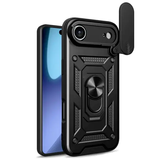 Defender Slide phone case with stand for iPhone 17 Air black (with camera lens protection)