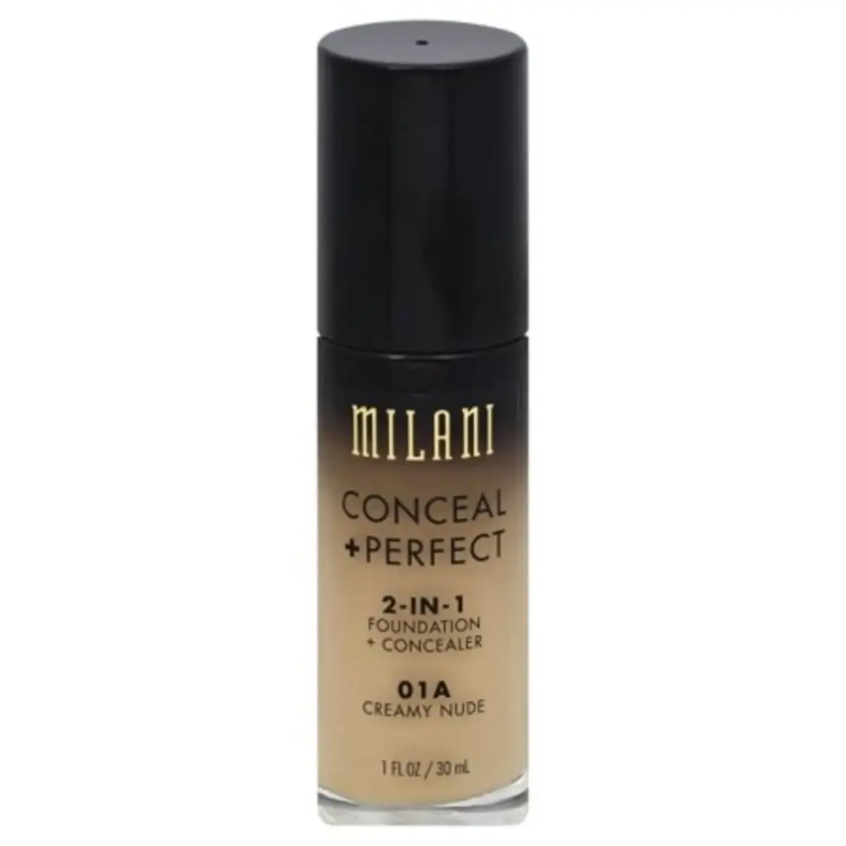 Milani, Conceal + Perfect, Matte, Liquid Foundation & Concealer 2-In-1, 01A, Creamy Nude, 30 ml