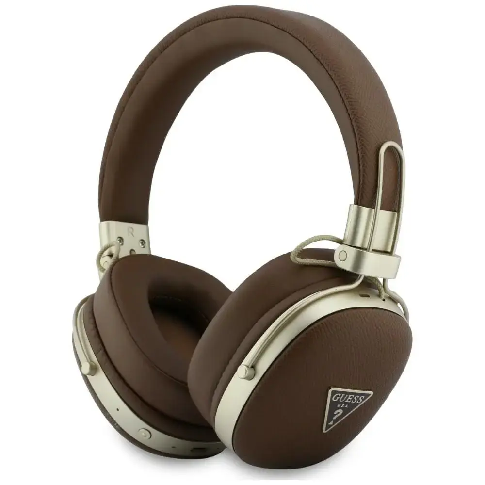 Headphones Guess Bluetooth ENC    Metal Grained Triangle Logo brown