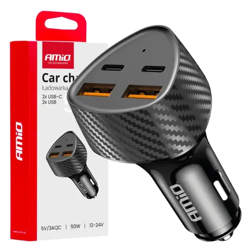 AMiO AMiO-04284 auto lādētājs | 50W | USB-A, USB-C