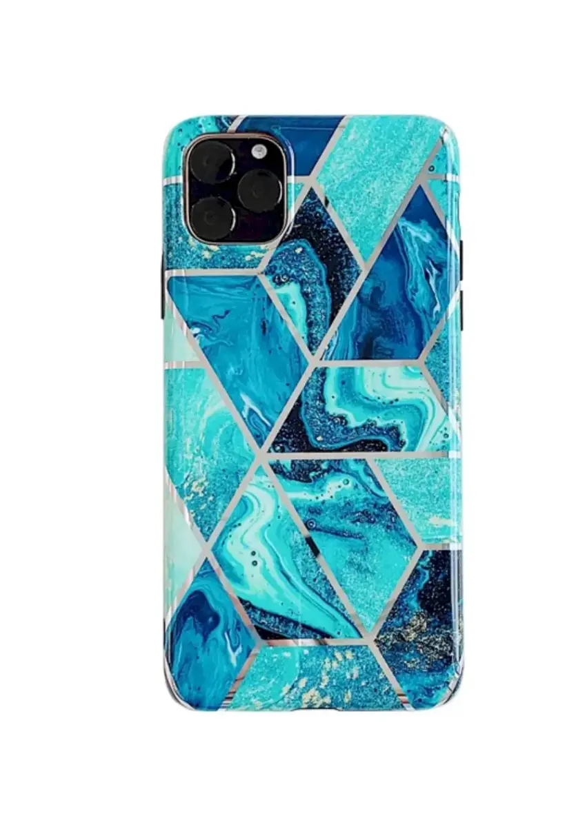 Fusion Geometric Marble Silikona Aizsargapvalks Samsung A217 Galaxy A21S Zaļš