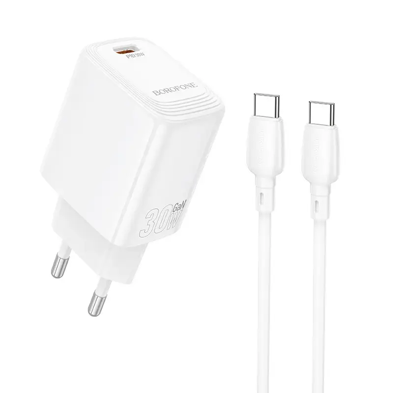 Borofone BN28 travel charger | 30W | PD | USB-C | with 1m USB-C to USB-C cable | white
