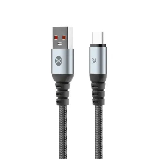 Forever Braix datu pārraides un uzlādes vads | USB-A uz USB-C | 15W | 1m | melns