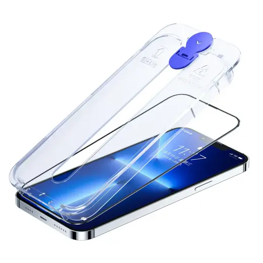 Joyroom Knight ekrāna aizsargstikls iPhone 14 Pro Max ar montāžas komplektu Caurspīdīgs