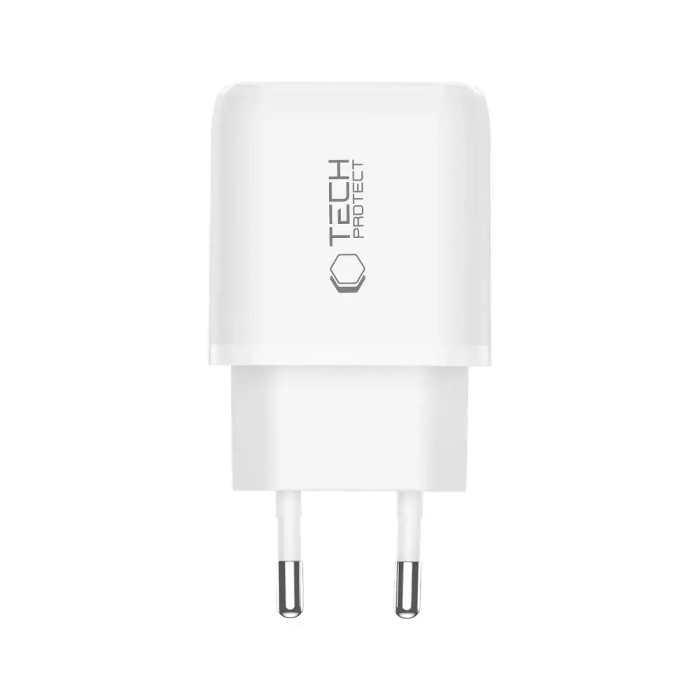 Tech-Protect NCA65W-GAN tīkla lādētājs | 65W | PD, QC, GaN | USB-C, USB-A | balts