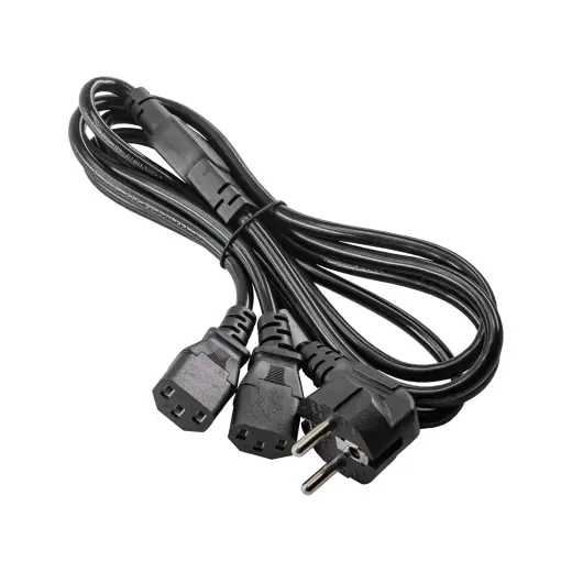 Power Cable "Y" Akyga AK-PC-04A Extension CCA CEE 7|7 | 2x IEC C13 1.8 m