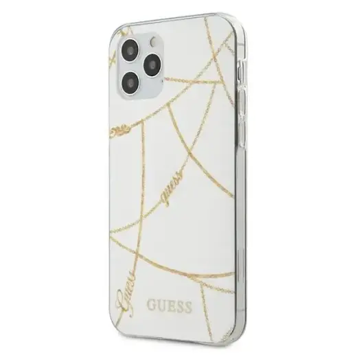 Guess GUHCP12MPCUCHWH iPhone 12|12 Pro 6,1" biały|white hardcase Gold Chain Collection