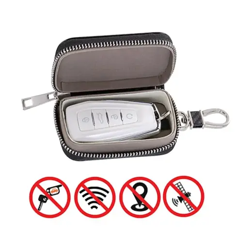 Anti-theft case for car keys blocking radio waves black