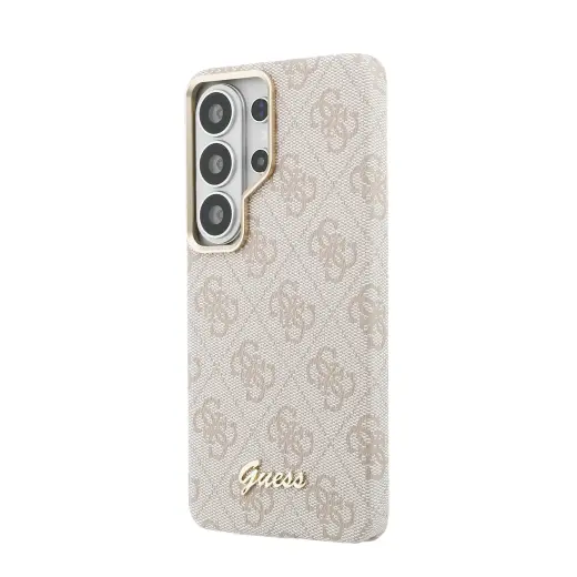 Guess 4G Script Metal Logo maciņš telefonam Samsung Galaxy S26 Ultra (S948) rozā