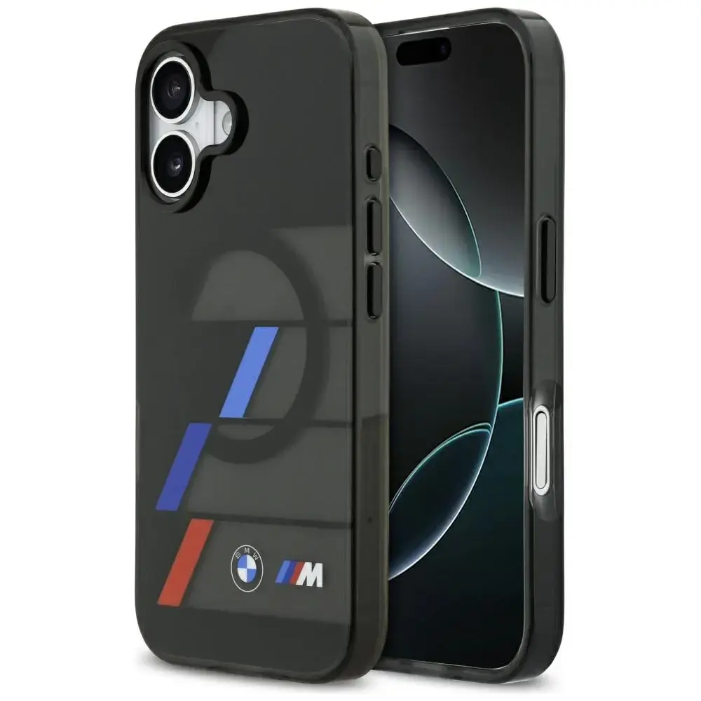 BMW M IML Metal Buttons Tricolor Lines MagSafe Case for iPhone 17 Black
